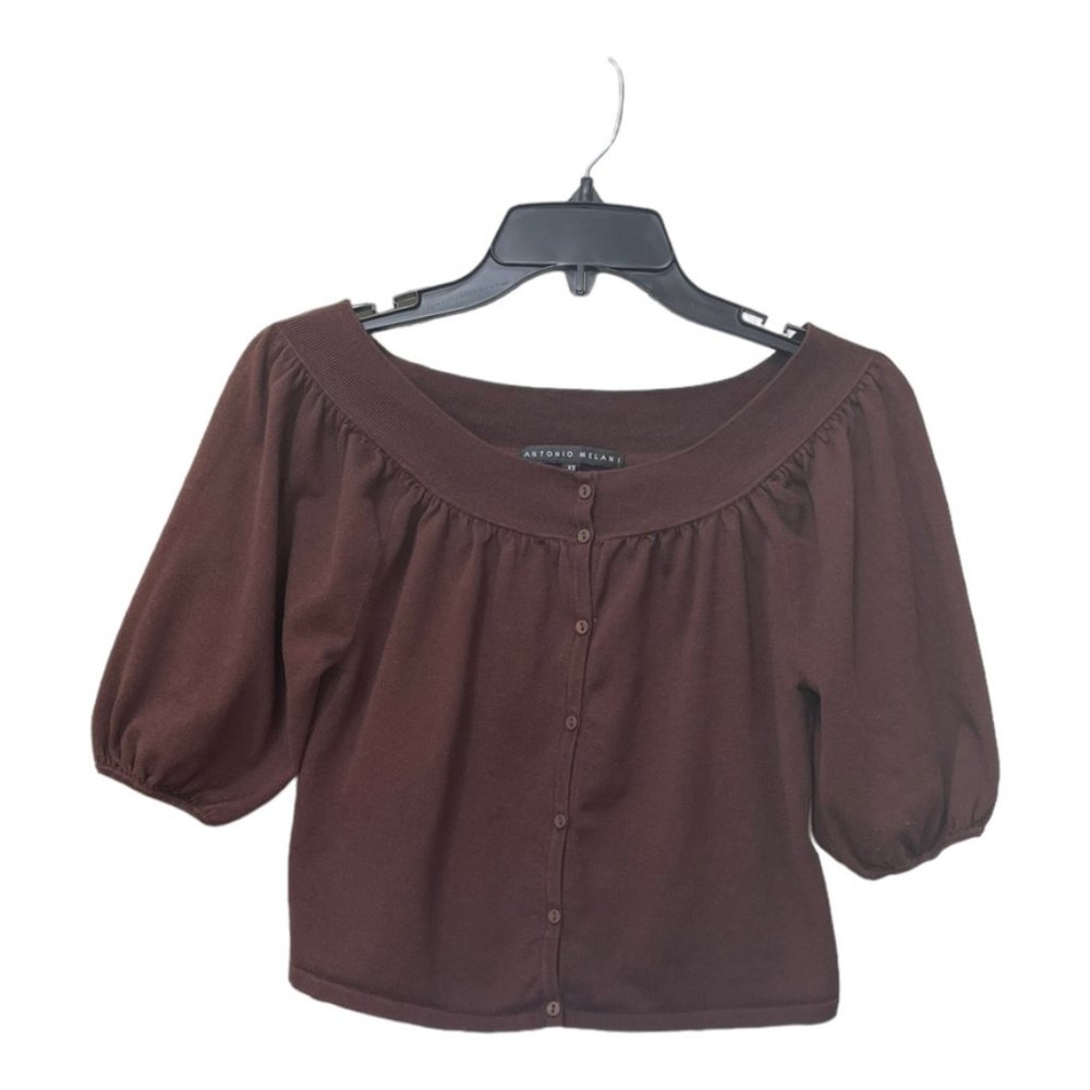Antonio Melani Off-The-Shoulder Top Sweater Silk and Cotton Blend Size XS - - Picture 3 of 11